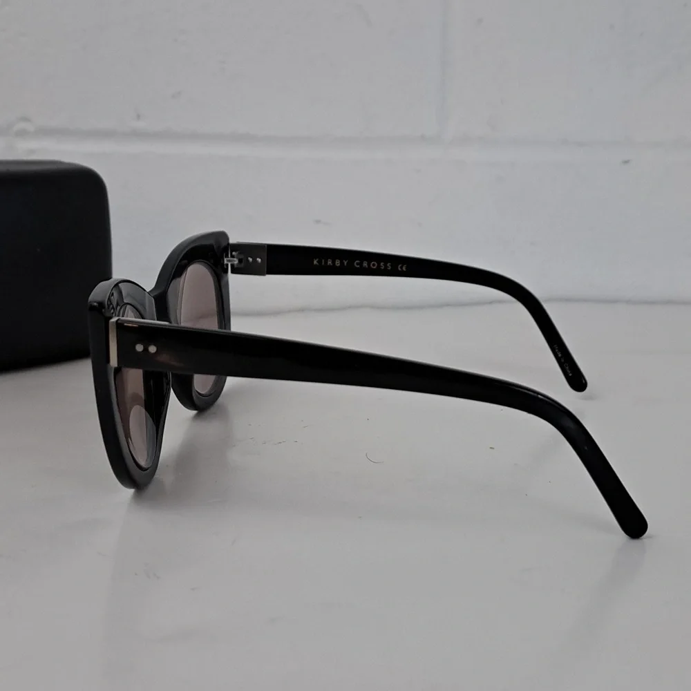 Kirby Cross chunky cat eye black sunglasses with Versace case